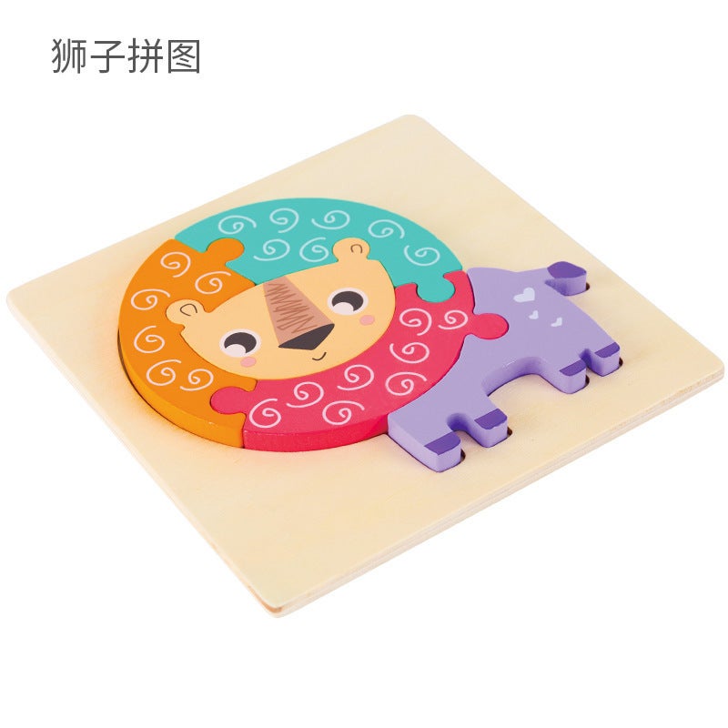 Children'S Wooden 3D Cartoon Buckle Early Education Puzzle Board Cognitive Building Blocks Educational Toys Available For - Image 1